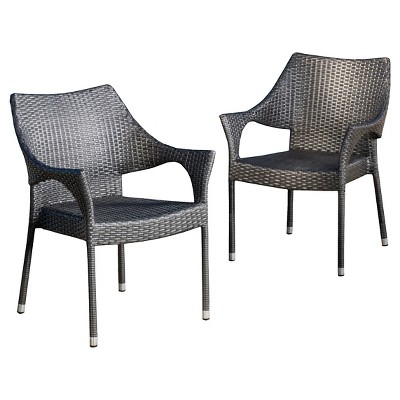 Cliff Set of 2 Wicker Patio Chairs - Gray - Christopher Knight Home