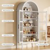 70" Tall Arched Kitchen Pantry Cabinet with LED Lights, Arched Bookshelf with Glass Doors & Adjustable Shelves,for Kitchen, Dining Room, Living Room - 3 of 4
