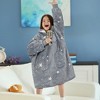 PAVILIA Wearable Blanket Sweatshirt for Kids Boy Girl, Warm Cozy Oversized Giant Hoodie, Fleece Faux Shearling Two Pocket - 3 of 4