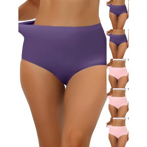 INSPIRE CHIC Women's Elastic High-Waisted Unlined Breathable No-Show Hipster Underwear 6 Packs - 1 of 4