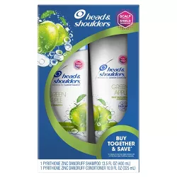Head & Shoulders Green Apple Daily-Use Anti-Dandruff Paraben-Free Shampoo and Conditioner Bundle Pack - 24.4 fl oz