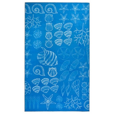 Homefires Shell Seekers Rectangle Rug 3'X5' – Coastal-Inspired Indoor/Outdoor Area Rug with Seashell Motif and Durable Polypropylene Construction