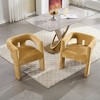 Modern Dining Chairs Set of 2 Beige Upholstered Barrel Side Chairs Chenille Fabric Accent Kitchen Armchair - 2 of 4