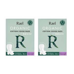 Rael Organic Cotton Cover Extra Long Overnight & Postpartum Pads - Unscented - 12ct - 1 of 4