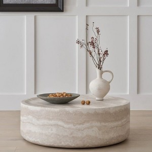 Okak Modern 35" Round Coffee Table, Sturdy Fiberglass Reinforced Base Center Table, No Need Assembly for Living Room Lounge - 1 of 4