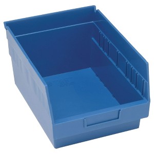 Quantum Storage Systems Economy Shelf Bin, Nesting, 11-5/8"W X 8-3/8"D X 6"H, (7) Divider Slots, Rear Hanglock, - 1 of 1