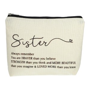Unique Bargains Women's Birthday Makeup Bag Beige 1 Pc - 1 of 4
