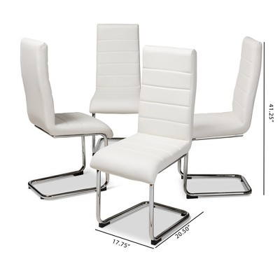 Marlys Mid-Century Modern White Faux Leather Dining Chair