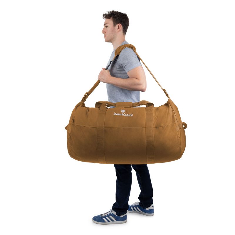 Bear & Bark Large Duffle Bag – Desert Brown 32”x18” - 133.4L - Canvas Military and Army Cargo Style Travel Luggage, 2 of 4