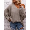 Imily Bela Women's V Neck Long Sleeve Knit Loose Oversized Pullover Sweater Top - 2 of 3