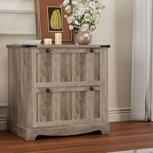 2 Drawer Farmhouse File Cabinet with Hanging File Folders for A4/Letter/Legal Size Documents, 30" Wood Lateral Filing Cabinet for Home Office - 1 of 4