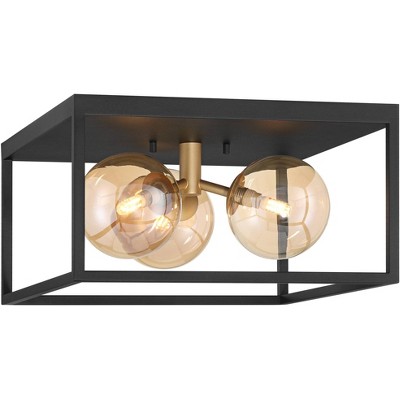 Modern Black Metal and Glass LED Ceiling Light Fixture