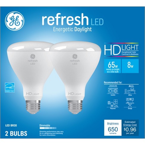 Ge 2pk 65w Refresh Br30 Led Indoor Floodlight Bulbs Daylight: Dimmable ...