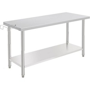 Commercial Stainless Steel Table for Prep & Work, 60 x 24 in Kitchen Food Prep Table with Adjustable Under Shelf and Hooks, for Warehouse,Garage - 1 of 1