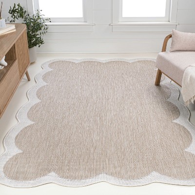 JONATHAN Y Alice Classic Cottage Two-Tone Scalloped Indoor/Outdoor Area Rug