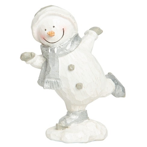 Transpac Resin 6.25 In. White Christmas Elegant Skater Snowman Figurine ...