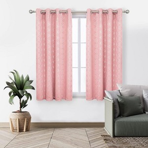 Deconovo Silver Geometric Grommet Curtains (2 Panels) - 1 of 4