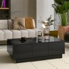 High-gloss Center Table with Sliding Top for Living Room, 39.3"x21.6", Black - 2 of 3