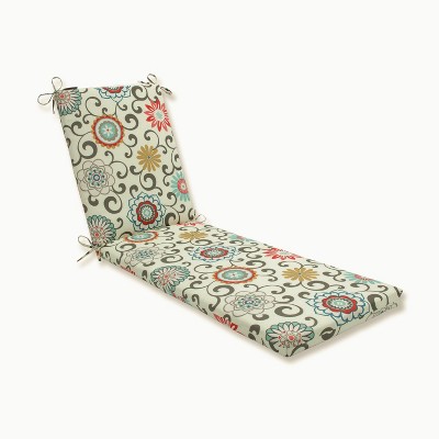 Indoor/Outdoor Pom Pom Play Peachtini Blue Chaise Lounge Cushion - Pillow Perfect: Weather-Resistant, Fade-Resistant, Polyester Fiber Fill