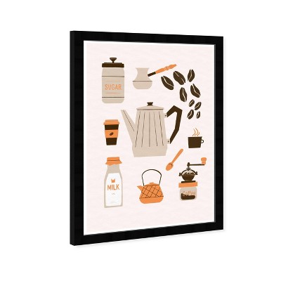 16 x 16 Retro Tea Kettle Kitchen by Kathrine Lovell Framed Wall Canvas - Amanti Art