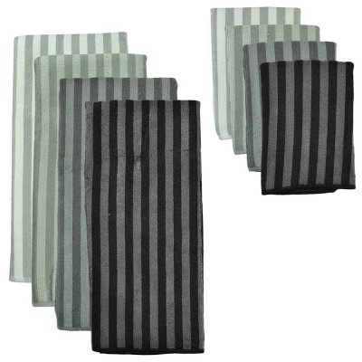 4pk Polyester Striped Microfiber Towel Gray - Design Imports