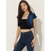 INSPIRE CHIC Women's Casual Cap Sleeve Open Front Crop Denim Shrugs - 2 of 4