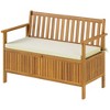 Outsunny Outdoor Bench with Storage Compartment, Acacia Wood Patio Bench with Cushion, 2 Seater Garden Bench for Park Balcony, Teak - 4 of 4