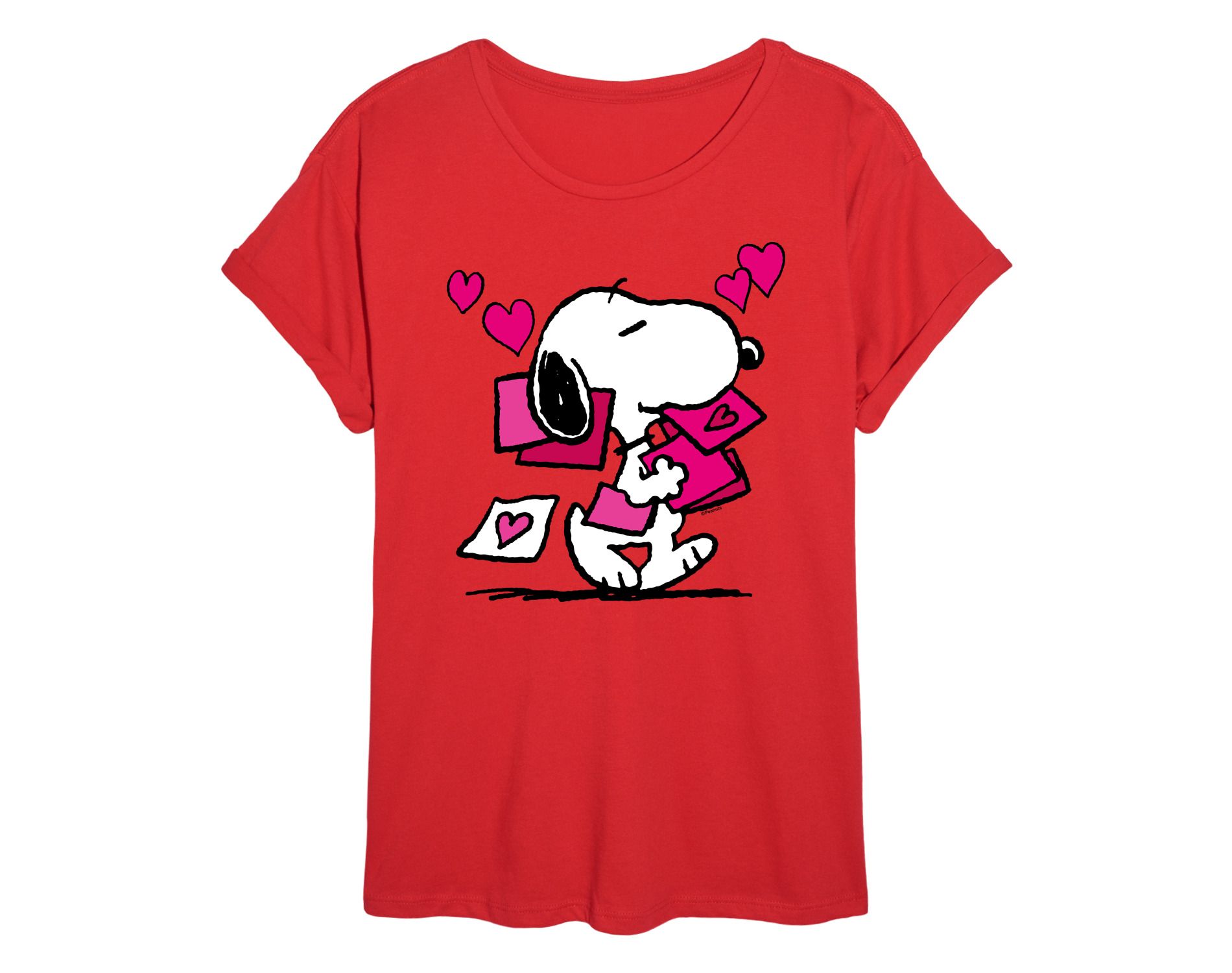 Women's - Peanuts - Snoopy Valentines Cards Oversized Graphic T-Shirt