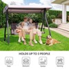 Aoodor 3-Seat Outdoor Rattan Patio Swing with Adjustable Dark Blue Canopy, Built-in Quick-Drying Foam Seat, Rattan Wicker, Rust-Resistant Iron Frame - 4 of 4