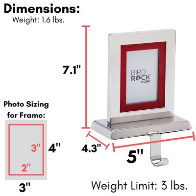 Silver Metal Photo Frame Stocking Holders, Set of 4