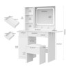 Vanity Desk with Mirror LED Lights, Tri-Light Adjustable Brightness, Power Outlet , Modular Design with Drawers and Storage Shelves - 3 of 4