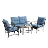 4pcs Outdoor Seating Group Furniture Sets, Patio Wicker Conversation Chat Set With Removable Cushions -ModernLuxe - 2 of 4