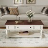 CAVINAS Farmhouse Style 2-Tier Retro Wood Coffee Table with Lockable Wheels,Rectangular Center Table for Living Room,Living Room Furniture - 2 of 4