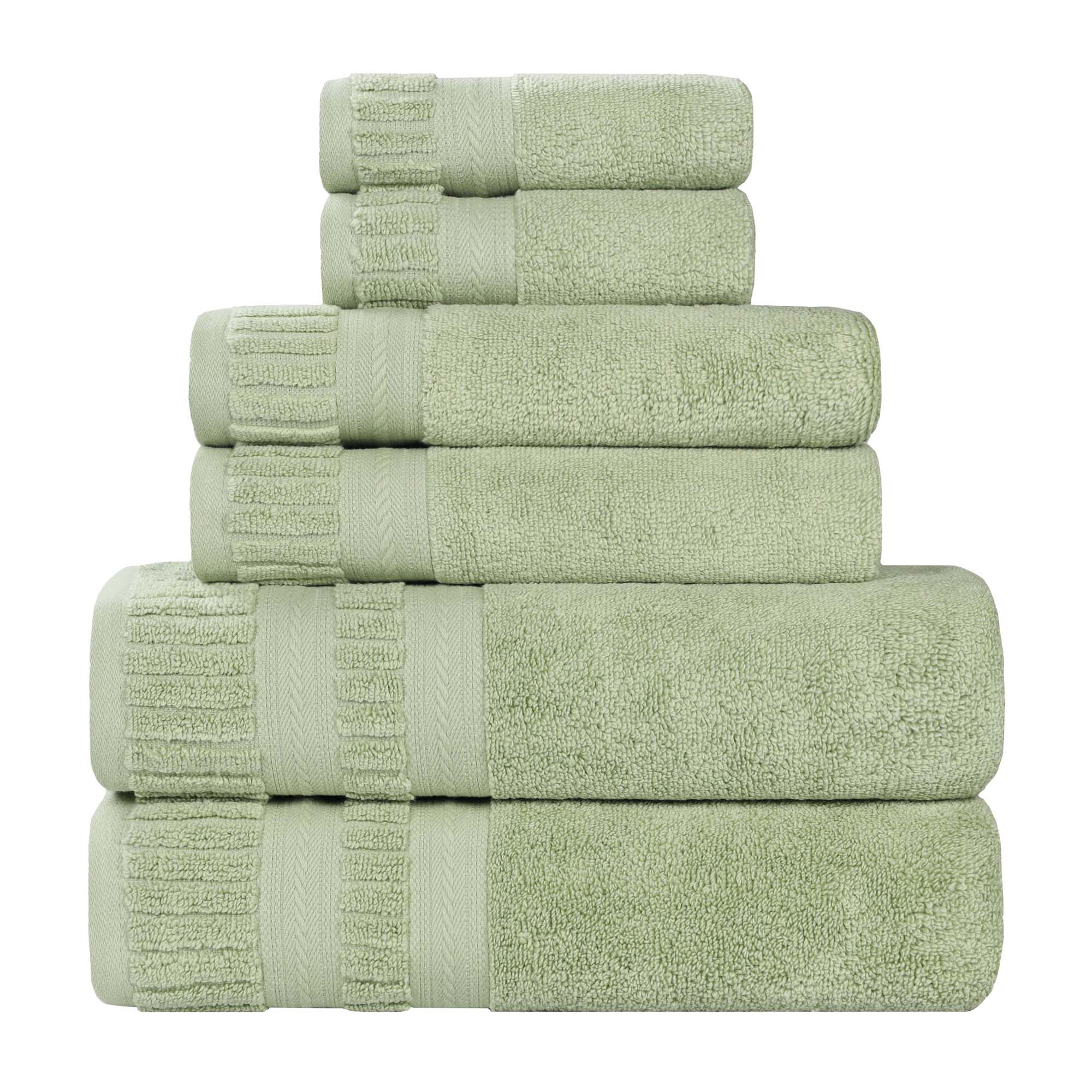Cotton Medium Weight 6 Piece Towel Set, Green - Blue Nile Mills