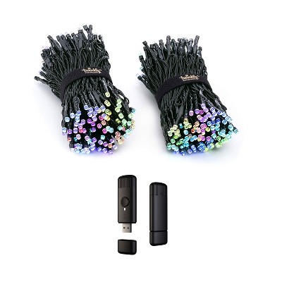 Twinkly 105 Feet 400 LED RGB Multicolor Bluetooth Enabled Decorative String Lights Bundle with USB-Powered Light Effects Music Player Dongle