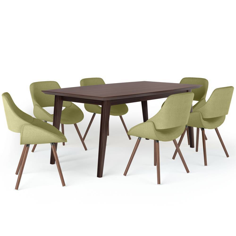 Photos - Dining Table 7pc Malone V Dining Set Acid Green - WyndenHall: Mid-Century Modern, Beech