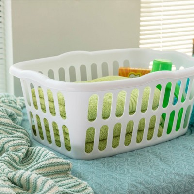 White Stackable Plastic Laundry Baskets, 12-Pack, 1.5 Bushel
