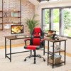 Tangkula L-Shaped Corner Computer Desk Home Office Writing Study Workstation w/Storage Shelves - 3 of 4