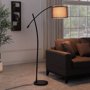 65" Oscar Pendulum Style on Marble Base Metal Floor Lamp Black - Ore International: Adjustable, Modern Design - 1 of 4