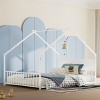House Bed with Roof and Colorful Lights, Fun Bed for Kids and Teens, Low to Ground Design, Bed with Iron Frame Structure-Baofuwish - 2 of 4