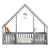 CAVINAS Twin/Full Size House-Style Bed Frame with Fence Guardrails,Modern Floor Bed for Kids Room,Bedroom - 4 of 4