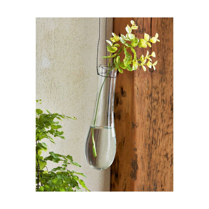 TAG Raindrop Clear Glass Vase with Wire Handles Recycled Glass, 2.5L x2.5W x 7.5H inches, 2 of 3