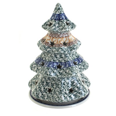 Blue Rose Polish Pottery Athena Large Christmas Tree Luminary