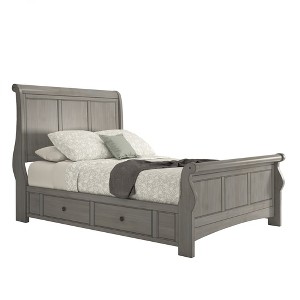 Martha Sleigh Platform Bed with One Side of Storage Queen Size Gray - Inspire Q