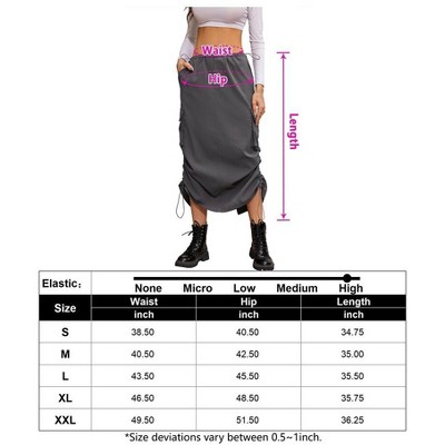 Women Y2k Cargo Long Skirt Low Waist Drawstring Maxi Skirt Ruched Vintage Slit Cargo Skirt with Pockets