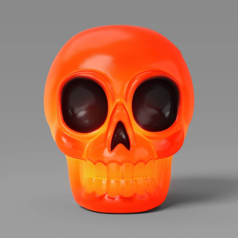 6.5" Lit Skull Halloween Decorative Prop Orange - Hyde and EEK! Boutique™