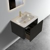 Vynxaria 24" Striped Brushed Black Oak Floating Bathroom Vanity with White Ceramic Sink, Pre-assembled for Modern Bathrooms - 3 of 4
