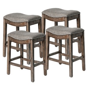 Maven Lane Adrien Upholstered Backless Saddle Kitchen Stool, Set of 4 - 1 of 4