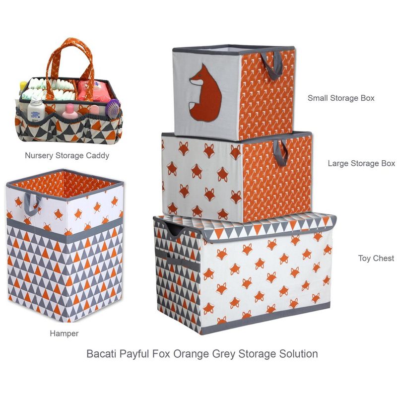 Bacati - Foxes Orange/Gray Collapsible Laundry Hamper, 5 of 7