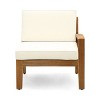 Outdoor Sectional Sofa Set, 3 Pcs Acacia Sofa Set for 3 People, Sectional Sofas with Acacia Table, Wood Frame and PE Cushions-Coolbibila - 4 of 4